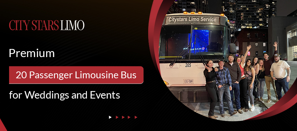 Premium 20 Passenger Limousine Bus for Weddings and Events image